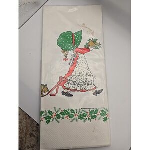 Holly Hobbie Christmas Theme Table Cover Vintage American Greeting Corp. 54x96